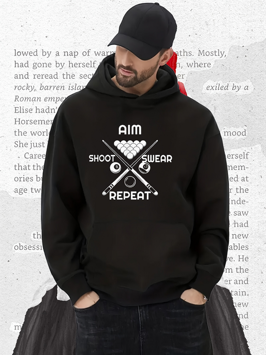 Men's Graphic Hoodie Aim Shoot Swear Repeat With Crossed Darts And Target Motif