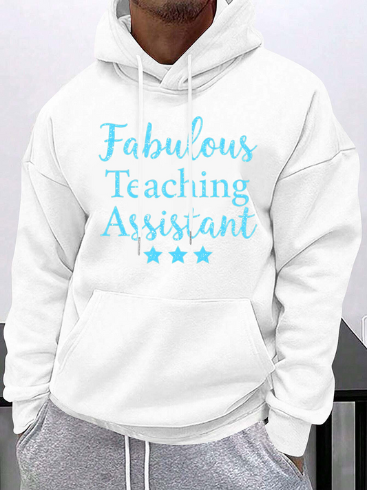 Men's Graphic Hoodie Fabulous Teaching Assistant Blue Stars With Motivational Quote Text