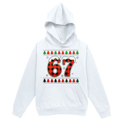 Men's Graphic Hoodie Classic Red Plaid Pattern With Christmas Tree Elements Number