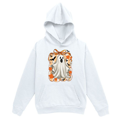 Men's Graphic Hoodie Playful Ghost Surrounded By Pumpkins Autumn Leaves And Bats Ghost