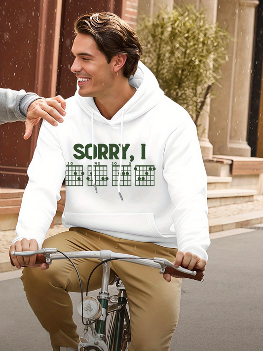Men's Graphic Hoodie Sorry I Am Late Comical Digital Clock Design Hoodie
