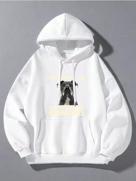 Men's Graphic Hoodie Charming Black And White Dog With Soft Lighting Hoodie