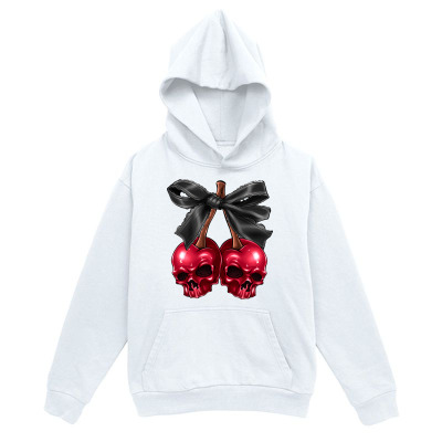 Men's Graphic Hoodie Reflective Red Skulls Ornament With Glossy Black Satin Bow Hoodie