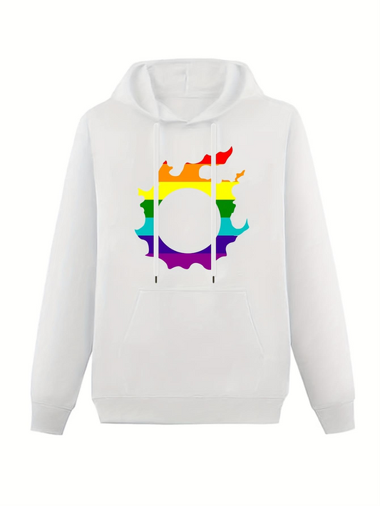 Men's Graphic Hoodie Bright Painted Rainbow Splash Surrounding A Central Circle Hoodie