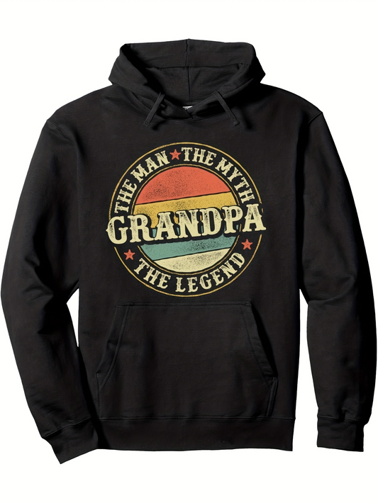 Men's Graphic Hoodie The Man The Myth The Legend Grandpa With Vintage Retro Sunset Pattern Lettering