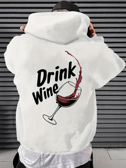Men's Graphic Hoodie Drink Wine Pouring Red Wine In Glass Under Splashed Liquid Stream