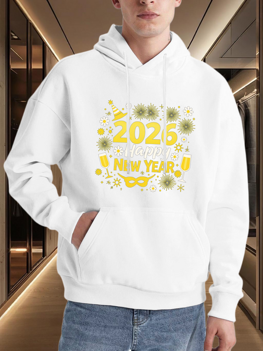 Men's Graphic Hoodie Bright Celebration With Fireworks And Festive Particles New Year