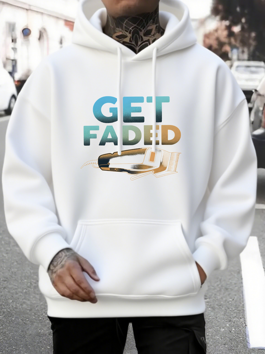 Men's Graphic Hoodie Get Faded With Colorful Clippers On White Hoodie