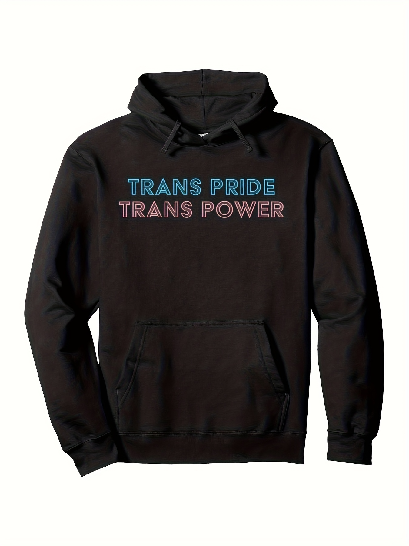 Men's Graphic Hoodie Trans Pride Trans Power Bold Letters Across Black Hoodie