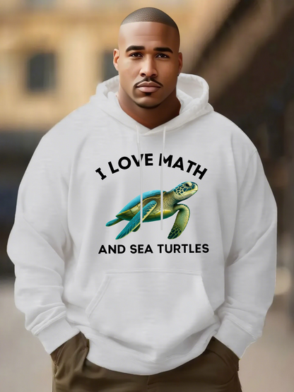 Men's Graphic Hoodie I Love Math With Colorful Ocean Sea Turtle
