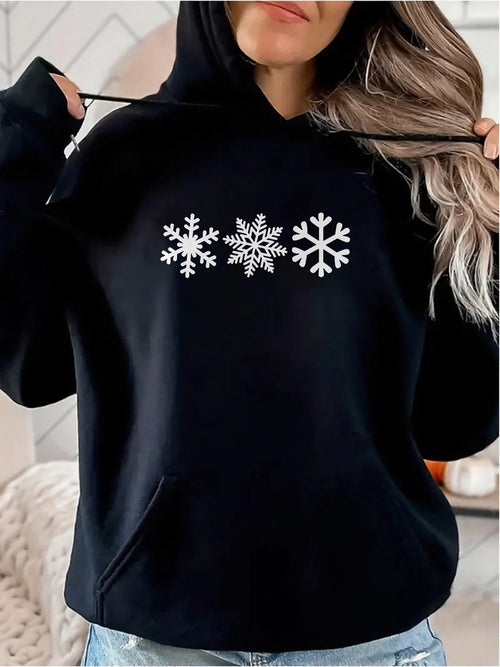 Women's Graphic Hoodie Wintry Day With Frosty Sparkling Detailed Snowflakes