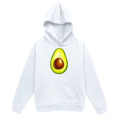 Men's Graphic Hoodie Bright Minimalist Fresh Halved Avocado On White Cotton Hoodie Avocado