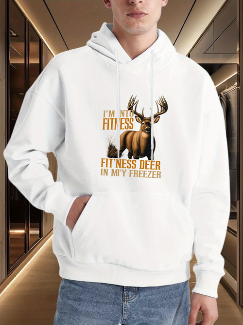 Men's Graphic Hoodie Im Not Fitness Fitness Deer In My Freezer Under Bright Cabin Lights Deer