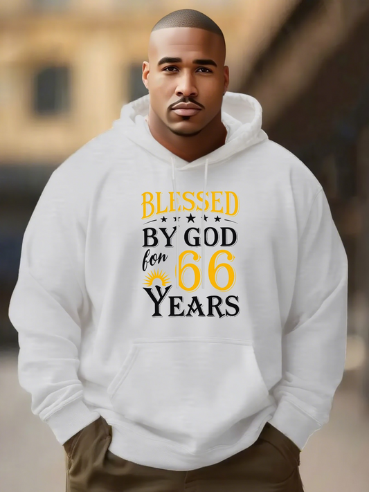 Men's Graphic Hoodie Blessed By God For Sixty Six Years Faithful Hoodie