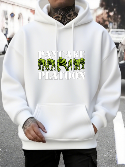 Men's Graphic Hoodie Dancing Camouflage Elephants Under White Text Platoon