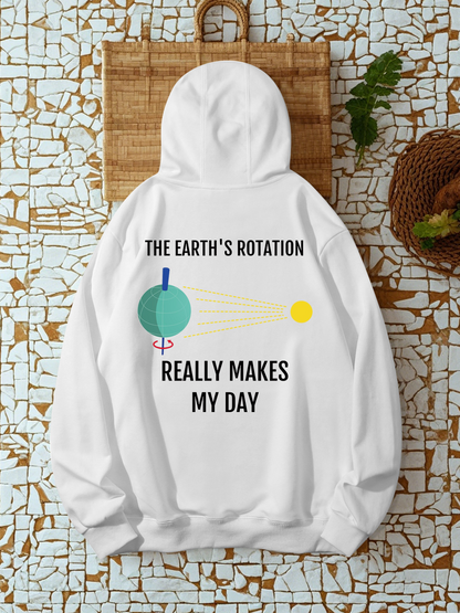 Men's Graphic Hoodie The Earths Rotation Colorful Diagram With Orbiting Sun And Text Earth
