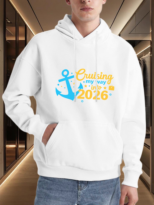 Men's Graphic Hoodie Cruising My Way With Colorful Anchor And Blue Splash Anchor