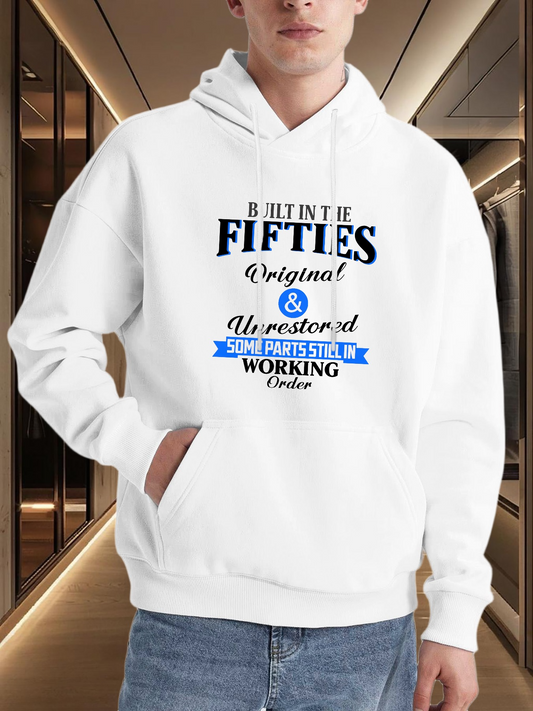 Men's Graphic Hoodie Built In The Fifties Original Unrestored Parts Still Working Hoodie