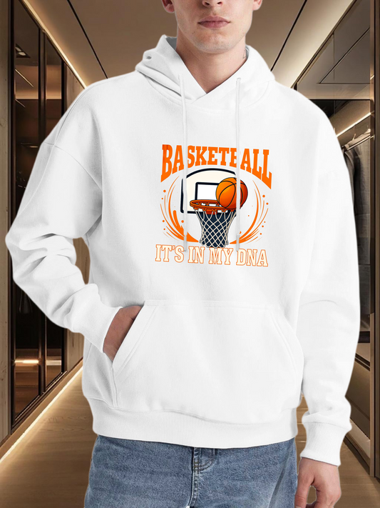 Men's Graphic Hoodie Basketball Net With Flaming Ball Dynamic Motion Hoop