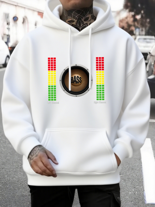 Men's Graphic Hoodie Audio Levels With Colorful Sound Wave Graphic Speaker