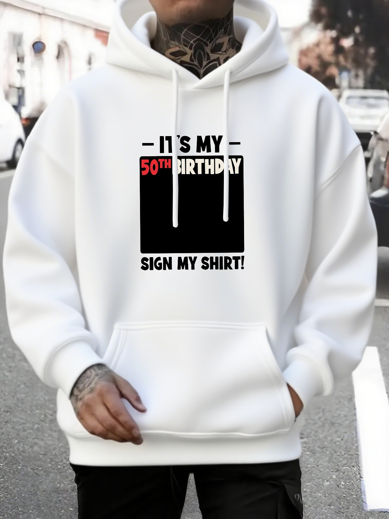 Men's Graphic Hoodie Its My 50th Birthday Sign My Shirt Black Box Hoodie