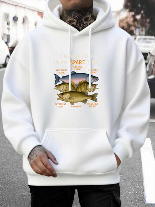 Men's Graphic Hoodie Compare Freshwater Fish With Colorful Illustrations On Casual Hoodie