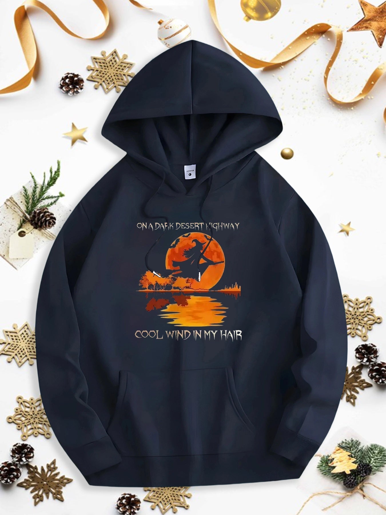 Men's Graphic Hoodie Cool Wind In My Hair Glowing Orange Sunset Reflected On Still Lake Fisherman
