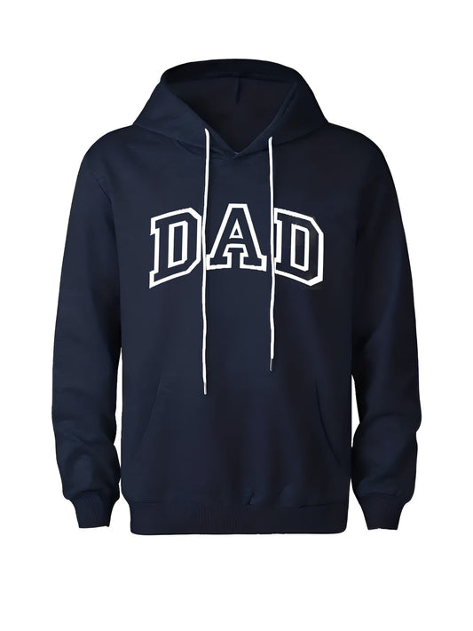 Men's Graphic Hoodie Bold Collegiate Letters On Midnight Black Hoodie Dad