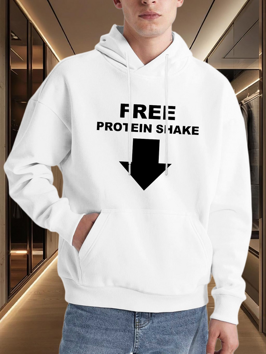 Men's Graphic Hoodie Free Protein Shake Bold Black Arrow Hoodie
