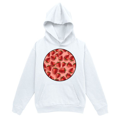 Men's Graphic Hoodie Juicy Red Strawberries Clustered In A Playful Circular Patch Strawberry