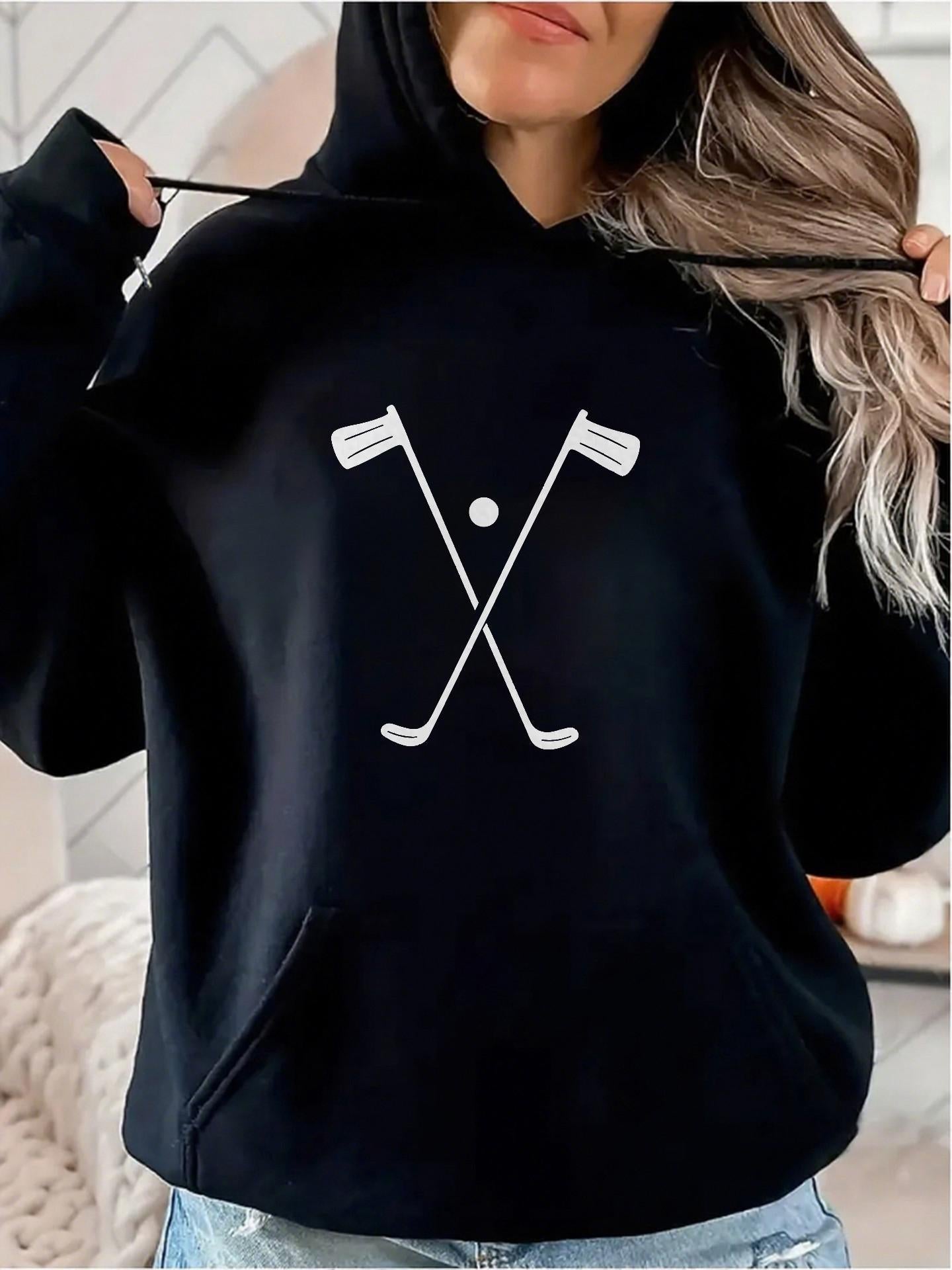 Women's Graphic Hoodie Crisp Morning Light With Crossed Clubs And Perfect White Golf Ball