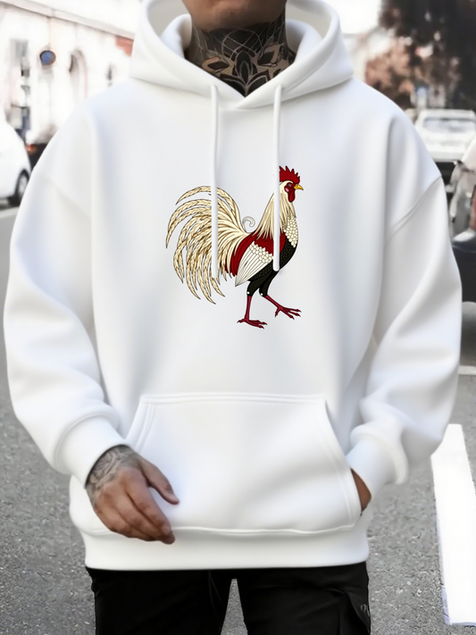 Men's Graphic Hoodie Bright Morning Sunlight Surrounded By Elegant Vibrant Farmyard Rooster