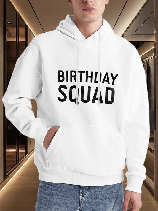 Men's Graphic Hoodie Birthday Squad Bold Statement In Clean Minimalist Letter Design Hoodie