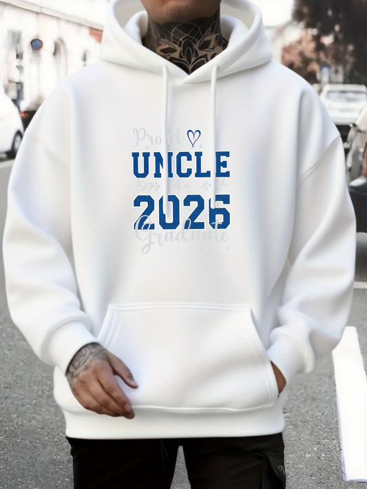 Men's Graphic Hoodie Blue Stencil Numbers With Playful Text And Cute Heart Design Hoodie