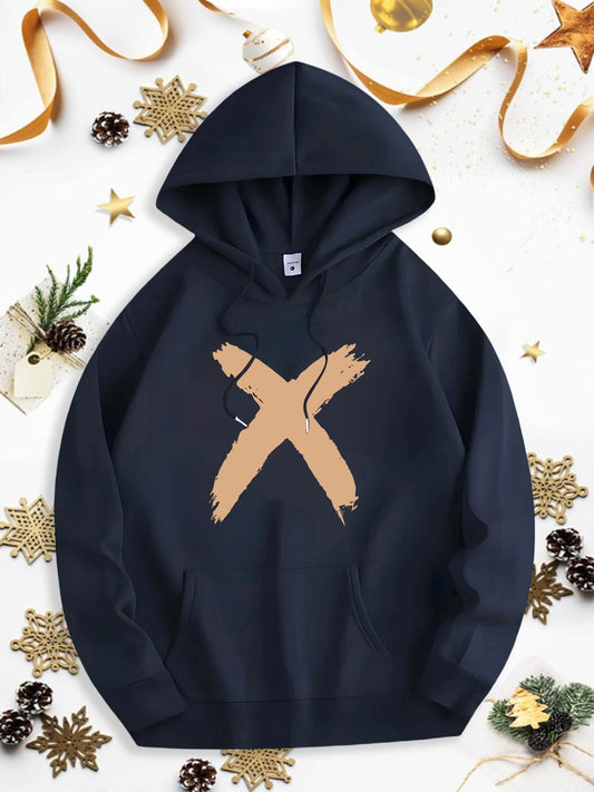 Men's Graphic Hoodie Brush Stroke Painted Print With Abstract Symbols Hoodie