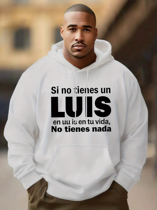 Men's Graphic Hoodie Black "Luis" text graphic