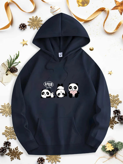 Men's Graphic Hoodie Cute Cartoon Style Playful Pandas With Little Accessories Panda