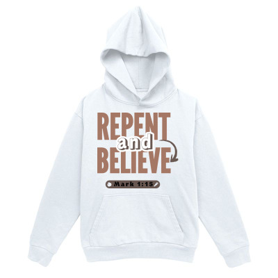 Men's Graphic Hoodie Repent And Believe Bold Modern Typography With Subtle Underline Hoodie