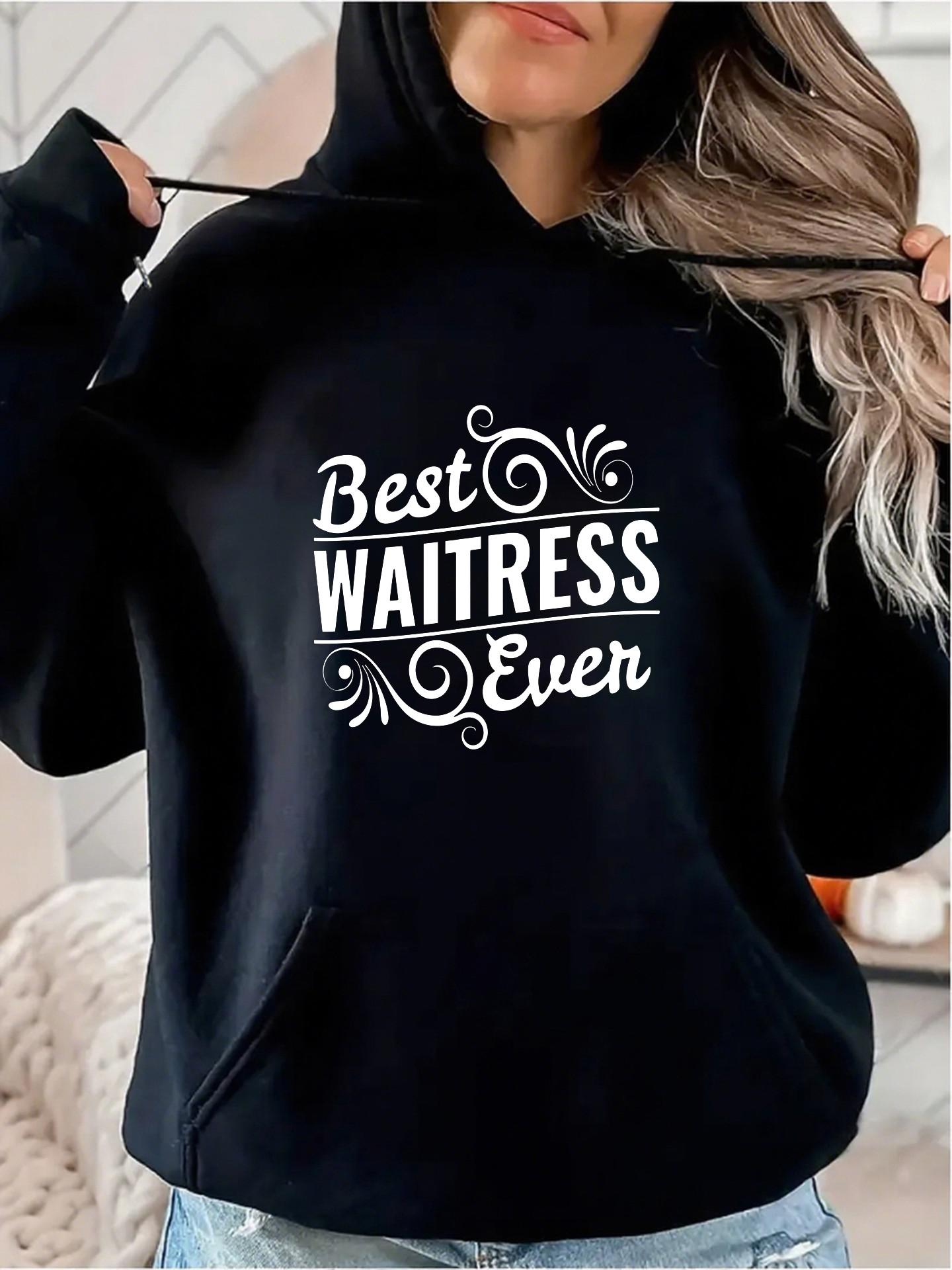 Women's Graphic Hoodie Best Waitress Ever With Decorative Flourishes Front Hoodie