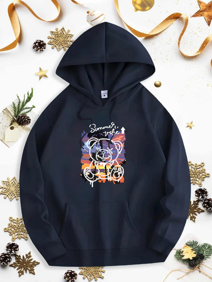 Men's Graphic Hoodie Summer Night Inspired Sunset With Abstract Circles Overlapping Skyline Hoodie
