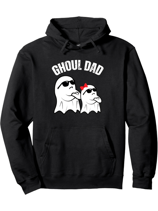 Men's Graphic Hoodie Ghoul Dad Two Cute Ghosts With Sunglasses And Red Bow