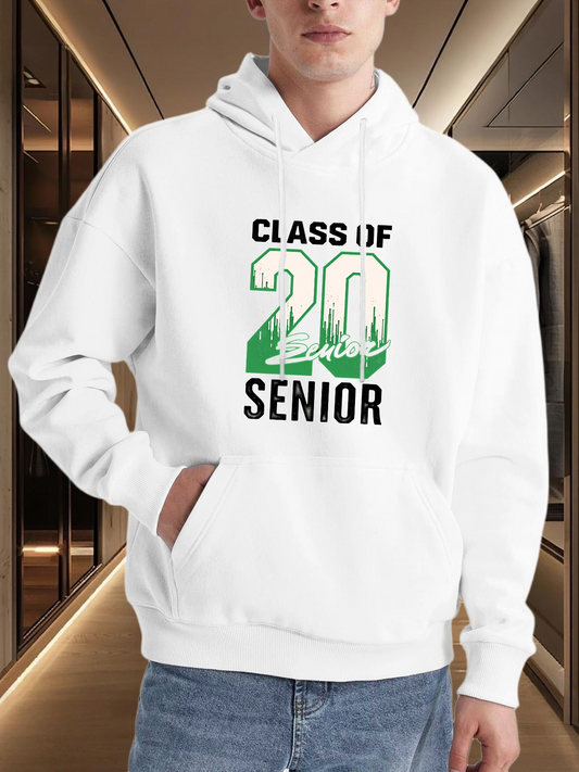 Men's Graphic Hoodie Class Of Senior Green Skyline Print Hoodie