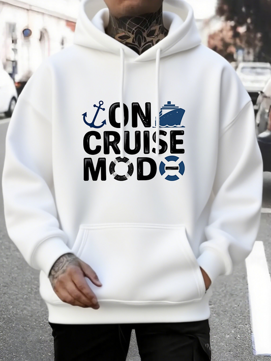 Men's Graphic Hoodie On Cruise Mode With Anchor Ship And Lifebuoys Hoodie