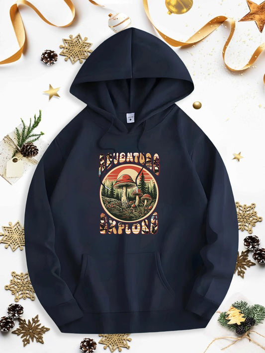 Men's Graphic Hoodie Adventure Explore Wild Pines With Sunset And Serene Mountain Landscape