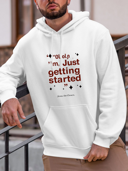 Men's Graphic Hoodie Im Just Getting Started With Playful Quotation Mark Pattern Hoodie