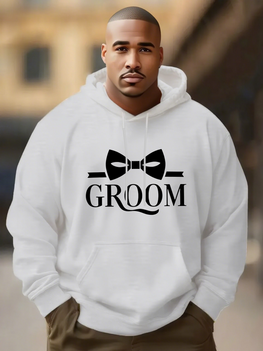 Men's Graphic Hoodie Elegant Black Bowtie Wedding Party Groom Hoodie