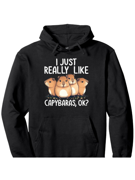 Men's Graphic Hoodie I Just Really Like Capybaras Ok Cute Cartoony Group With Happy Faces Capybara