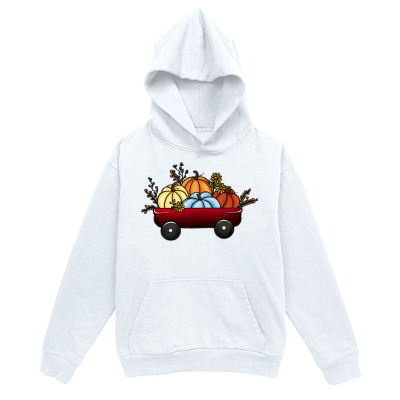 Men's Graphic Hoodie Harvest Pumpkins With Leaves In Red Wagon