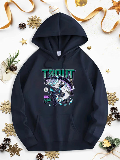 Men's Graphic Hoodie Trout Splashing Water With Vibrant Colors And Dynamic Motion Fish
