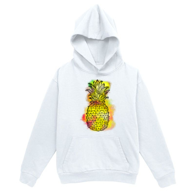 Men's Graphic Hoodie Watercolor Splashes With Bold Yellow And Green Tropical Pineapple